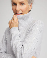 Frosted Gray Heather Zenergy® Luxe Diamante Zip Cardigan