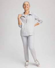 Frosted Gray Heather Zenergy® Luxe Diamante Zip Cardigan
