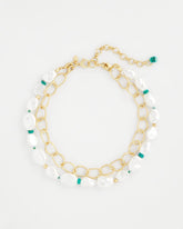Pearl Pearlescent Goldtone Collar Necklace