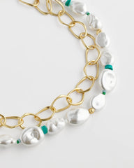 Pearl Pearlescent Goldtone Collar Necklace