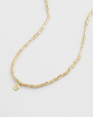 Gold Long Goldtone Seed Bead Necklace
