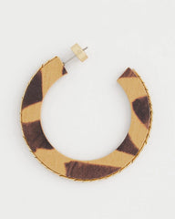 Neutral Animal Wood Hoop Earrings