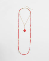 Red Convertible Beaded Pendant Necklace
