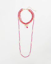 Pink Convertible Beaded Pendant Necklace