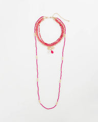 Pink Convertible Beaded Pendant Necklace