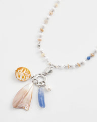 Multi Seashell Beaded Pendant Necklace