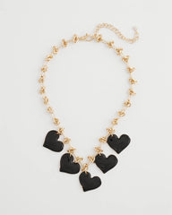 Black Black Heart Drop Off Necklace