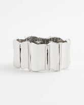 Silver Silvertone Wave Stretch Cuff Bracelet