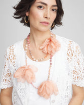 Pink Pink Floral Aventurine Long Single Necklace
