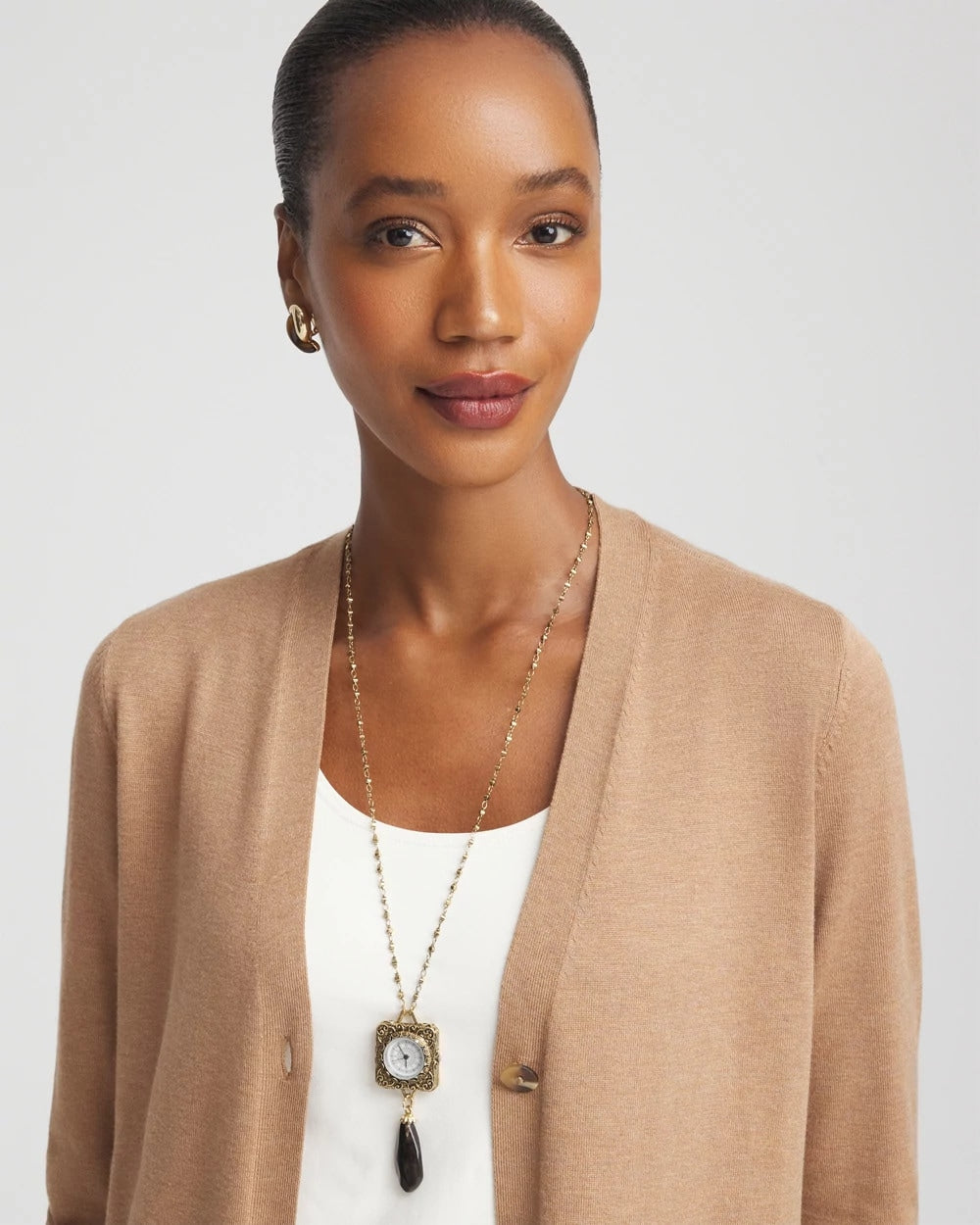 Gold Clock Pendant Necklace