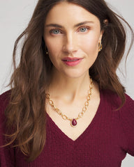 Purple Convertible Three-Strand Stone Pendant Necklace