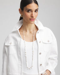 White White Beaded Single Strand Necklace