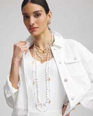 White White Beaded Single Strand Necklace