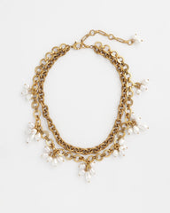 White/Gold Modern Pearl Clusters Choker Necklace
