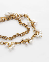 White/Gold Modern Pearl Clusters Choker Necklace
