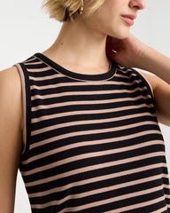 Mocha Mousse Striped High Neck Rib Tank