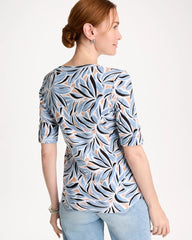 Blue Haven Printed Pima Elbow-Sleeve Tee