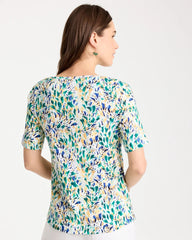 Topanga Green Leafy Swamp Pima Elbow Sleeve Tee