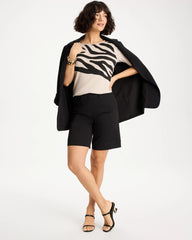 Smokey Taupe Zebra Pima Elbow Sleeve Tee