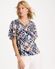Passport Blue Printed Bodre Tee