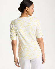 Sage Lime Printed Pima Elbow-Sleeve Tee