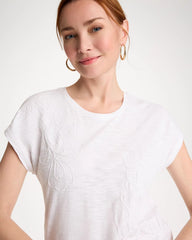 Alabaster Cotton Slub Embroidered Wedge Tee