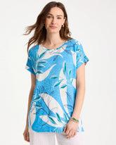 Blue Tide Printed Linen Button Tunic