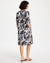 Passport Blue Poplin Cotton Popover Printed Dress