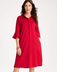Cherry Lush Ponte Knit Flounce Sleeve Dress