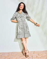 Kelp Forest Printed Cotton-Linen Belted Dress