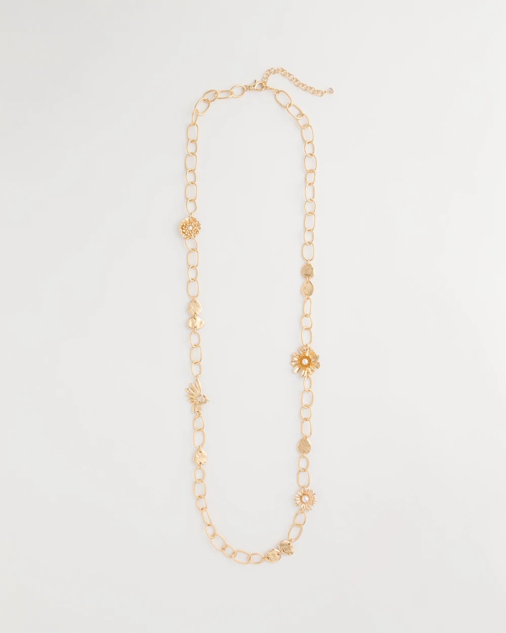 Gold Flower Long Single-Strand Necklace