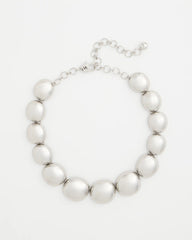 Silver Silver Pebble Collar Necklace