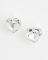Neutral Crystal Heart Gem Drop Earrings