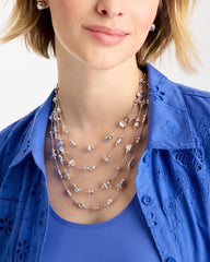 Silver Silvertone Nugget Illusion Necklace
