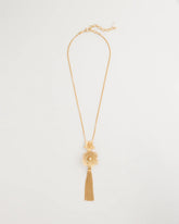 Gold Filigree Flower Tassel Necklace