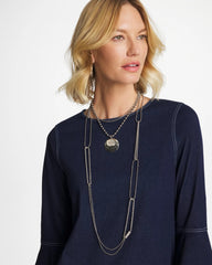 Silver Long Silver Ball Chain Single Strand