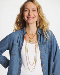 Gold Long Gold Ball Chain Single Strand