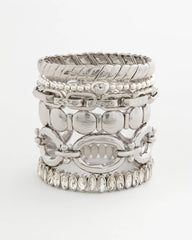 Silver Silver Textured Circle Stretch Bracelet