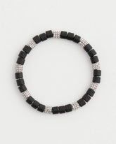 Black Black Barrel Bead Stretch Bracelet