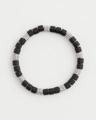 Black Black Barrel Bead Stretch Bracelet