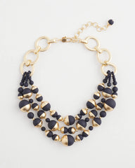 Navy Gold & Navy Bead Necklace