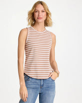 Cattail Brown Striped High Neck Rib Tank