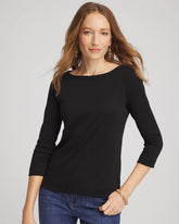 Black Pima Cotton 3/4 Sleeve Tee