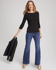 Black Pima Cotton 3/4 Sleeve Tee