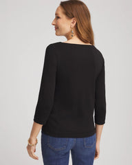 Black Pima Cotton 3/4 Sleeve Tee