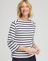 Ecru Bateau Neck Stripe Top