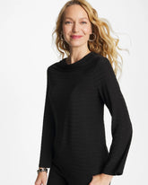 Black Textured Long Sleeve Cowlneck Tee