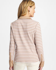 Cattail Brown Striped Collared Rib Mix Henley