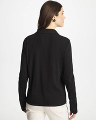 Black Collared Rib Mix Henley