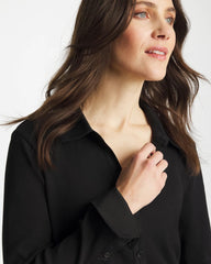 Black Collared Rib Mix Henley